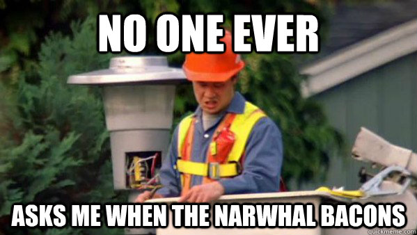 No one ever  asks me when the narwhal bacons  trident layers meme