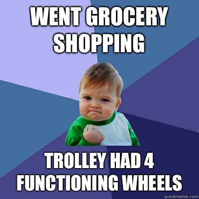 went grocery shopping trolley had 4 functioning wheels  Success Kid