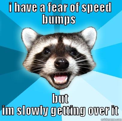 I HAVE A FEAR OF SPEED BUMPS  BUT IM SLOWLY GETTING OVER IT Lame Pun Coon