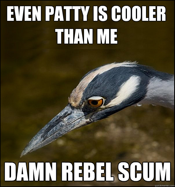 Even Patty is cooler than me damn rebel scum  