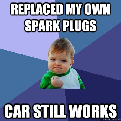 Replaced my own spark plugs car still works - Replaced my own spark plugs car still works  Success Kid