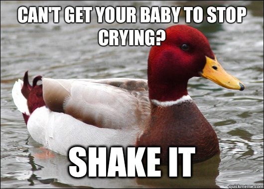 Can't get your baby to stop crying? Shake it  Malicious Advice Mallard