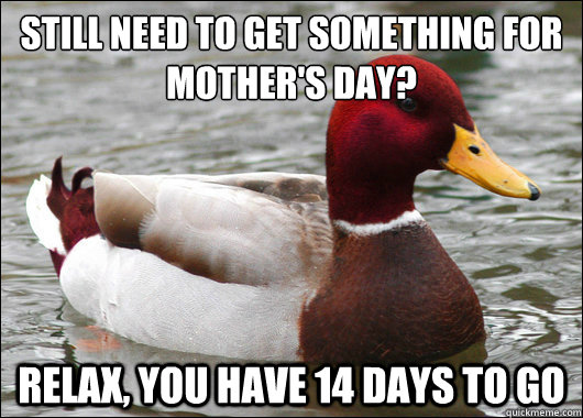 Still need to get something for mother's day?
 relax, you have 14 days to go  Malicious Advice Mallard