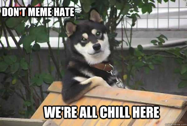 we're all chill here don't meme hate - we're all chill here don't meme hate  Cool Dog