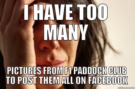 I HAVE TOO MANY PICTURES FROM F1 PADDOCK CLUB TO POST THEM ALL ON FACEBOOK First World Problems
