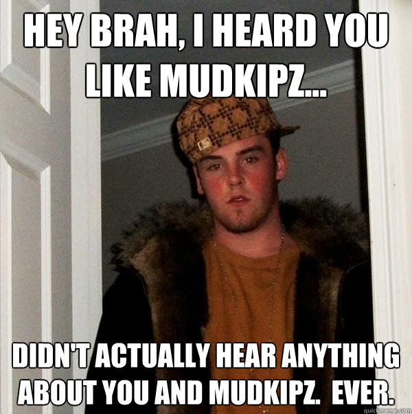 Hey Brah, I heard you like mudkipz... Didn't actually hear anything about you and mudkipz.  Ever.  Scumbag Steve