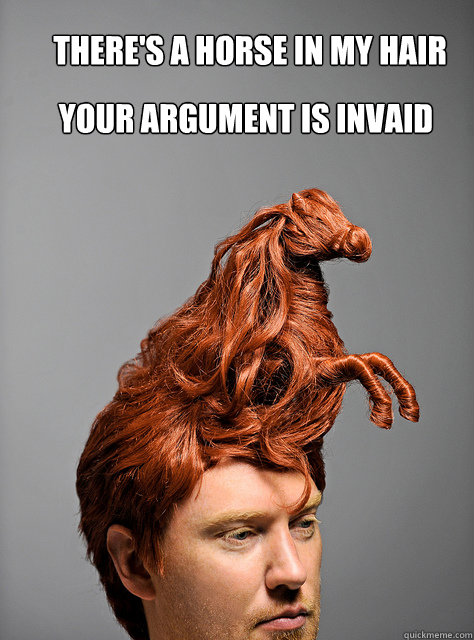 There's a horse in my hair Your argument is invaid  