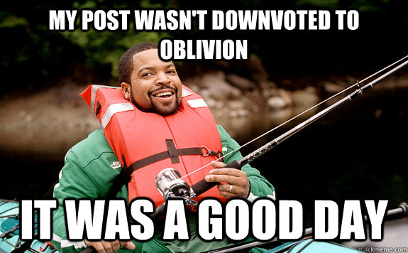 My post wasn't downvoted to oblivion It was a good day - My post wasn't downvoted to oblivion It was a good day  Success Ice Cube