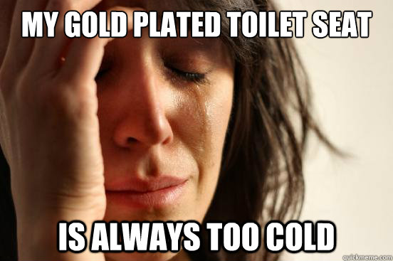 My gold plated toilet seat is always too cold  First World Problems