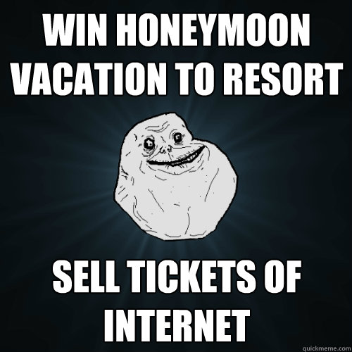Win honeymoon vacation to resort sell tickets of internet  Forever Alone