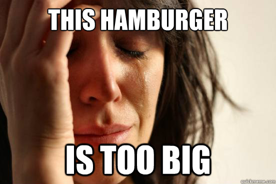This hamburger is too big  First World Problems