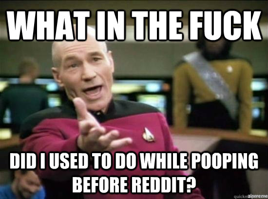 what in the fuck Did i used to do while pooping before reddit?  Annoyed Picard HD