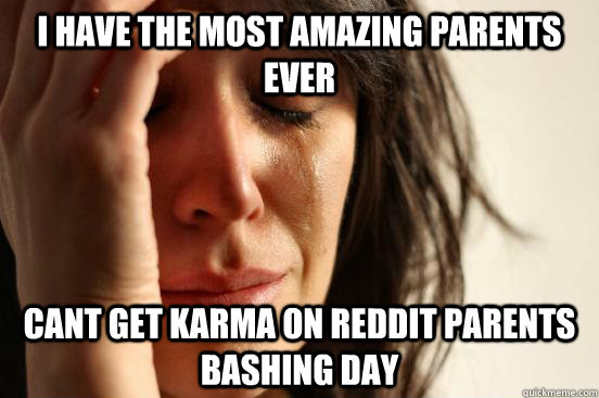 i have the most amazing parents ever cant get karma on reddit parents bashing day  First World Problems