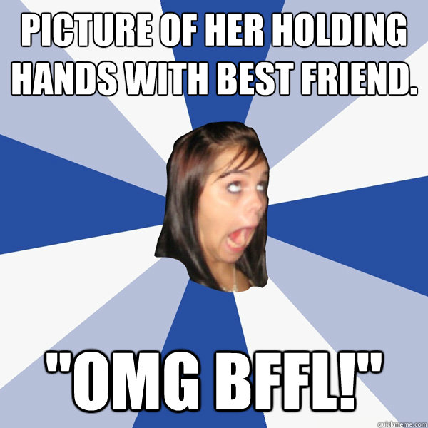 Picture of her holding hands with best friend.  