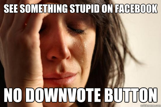See something stupid on Facebook No Downvote button  First World Problems