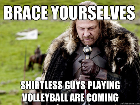 Brace yourselves Shirtless Guys Playing Volleyball are Coming  Eddard Stark