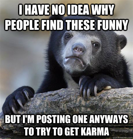 I have no idea why people find these funny  but i'm posting one anyways to try to get karma  Confession Bear