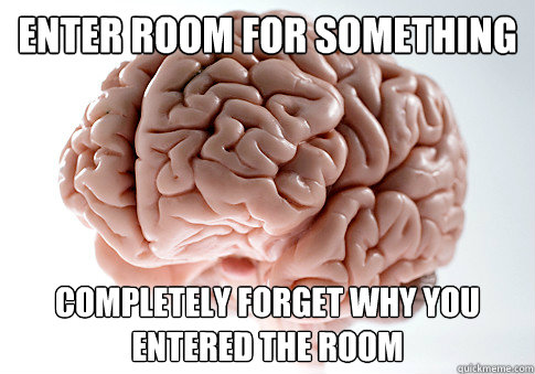 enter room for something completely forget why you entered the room  Scumbag Brain