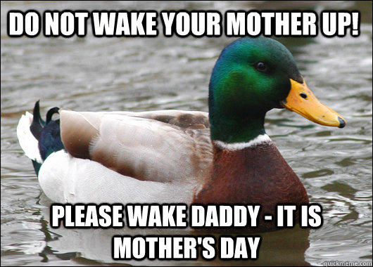 do not wake your mother up! Please wake daddy - It is mother's day  Actual Advice Mallard