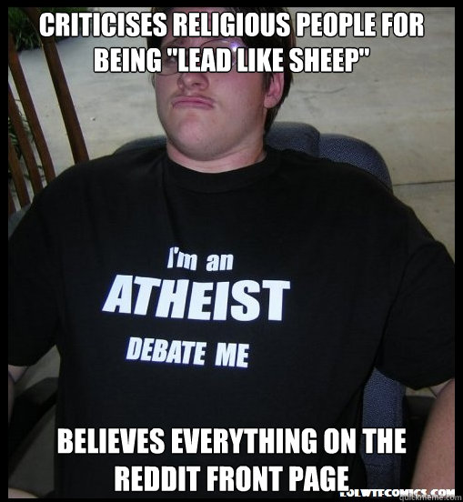 criticises religious people for being 