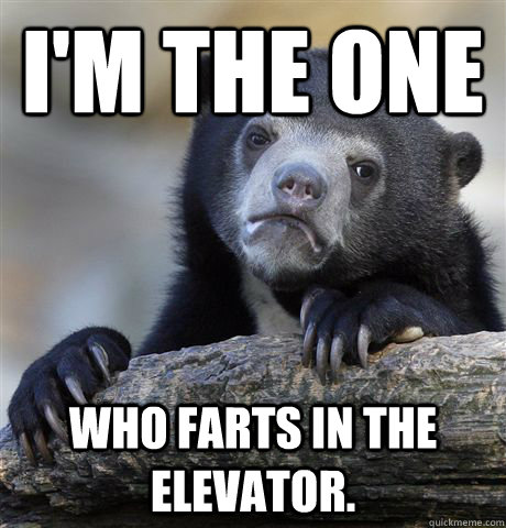 I'm the one  who farts in the elevator.  Confession Bear