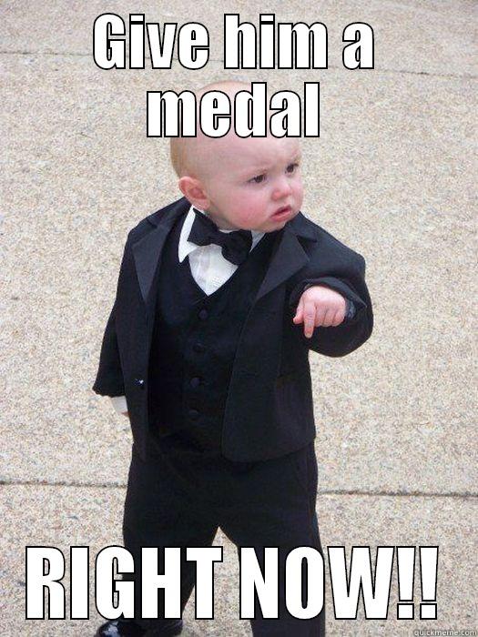 GIVE HIM A MEDAL RIGHT NOW!! Baby Godfather