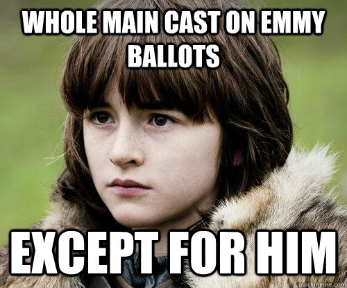 Whole Main Cast on Emmy Ballots except for him  