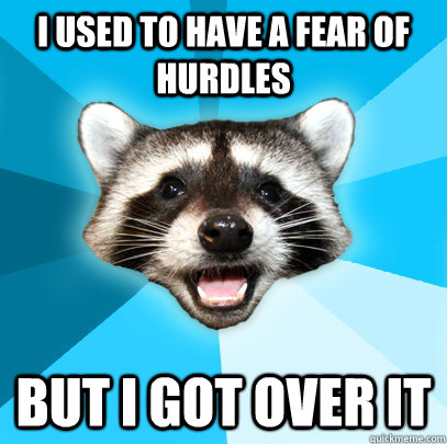 I USED TO HAVE A FEAR OF HURDLES BUT I GOT OVER IT  Lame Pun Coon