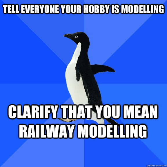 Tell everyone your hobby is modelling clarify that you mean railway modelling  Socially Awkward Penguin