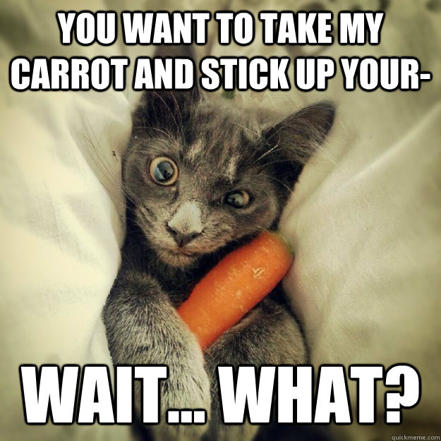 You want to take my carrot and stick up your- wait... what?  Kitty Carrot