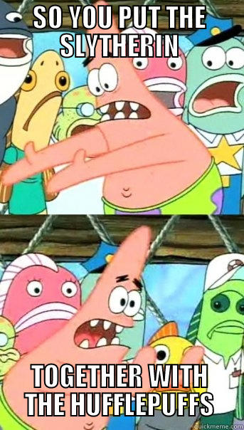 SO YOU PUT THE SLYTHERIN TOGETHER WITH THE HUFFLEPUFFS Push it somewhere else Patrick