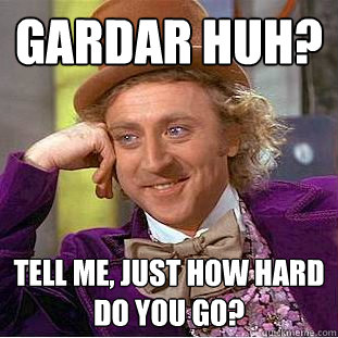 GARDAR huh? Tell me, just how hard do you go?  Condescending Wonka