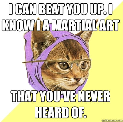 I can beat you up. i know i a martial art that you've never heard of.  Hipster Kitty