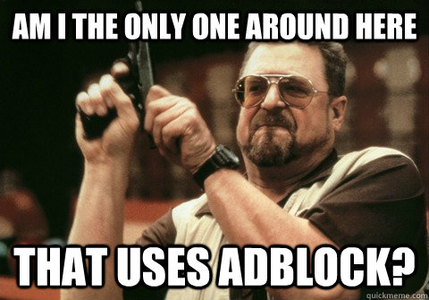 Am I the only one around here that uses adblock? - Am I the only one around here that uses adblock?  Am I the only one