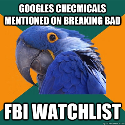 Googles checmicals mentioned on breaking bad fbi watchlist  Paranoid Parrot