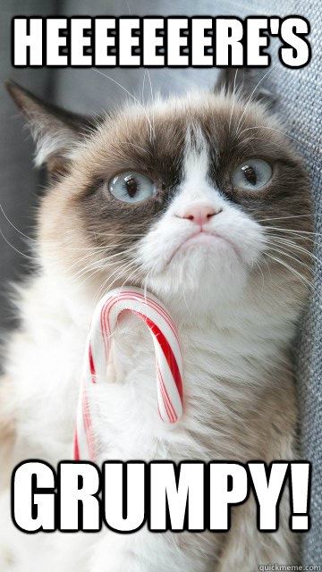 Heeeeeeere's grumpy! - Heeeeeeere's grumpy!  Candy cane grumpy cat