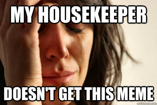 my housekeeper doesn't get this meme - my housekeeper doesn't get this meme  First World Problems