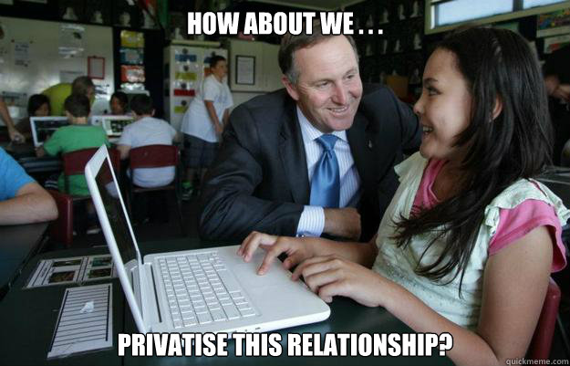 How about we . . . Privatise this relationship?  creepy john key