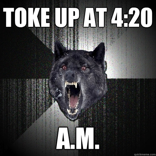 Toke up at 4:20 A.M.  Insanity Wolf