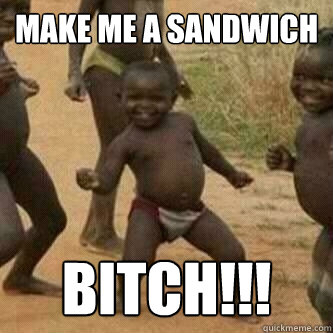 make me a sandwich bitch!!!  Its friday niggas