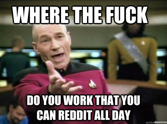 Where the fuck do you work that you               can reddit all day  Annoyed Picard HD