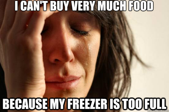 i can't buy very much food because my freezer is too full  First World Problems