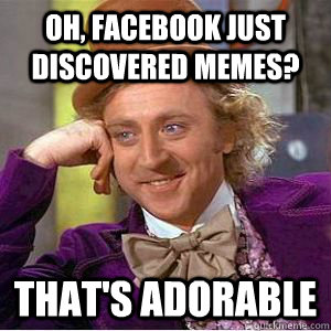 Oh, facebook just discovered memes? that's adorable  willy wonka