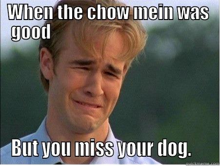 WHEN THE CHOW MEIN WAS GOOD                                              BUT YOU MISS YOUR DOG.     1990s Problems