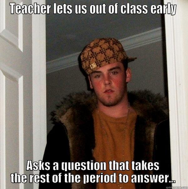 Scumbag Know-It-All - TEACHER LETS US OUT OF CLASS EARLY ASKS A QUESTION THAT TAKES THE REST OF THE PERIOD TO ANSWER... Scumbag Steve