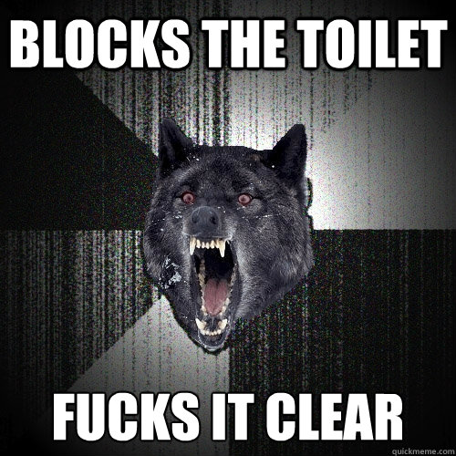 Blocks the toilet Fucks it clear  Insanity Wolf