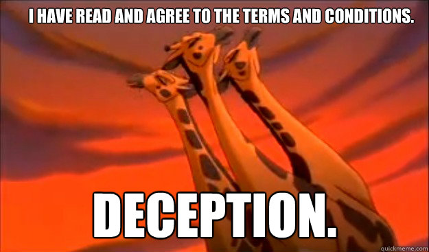 I have read and agree to the terms and conditions. deception. - I have read and agree to the terms and conditions. deception.  Soul Giraffe