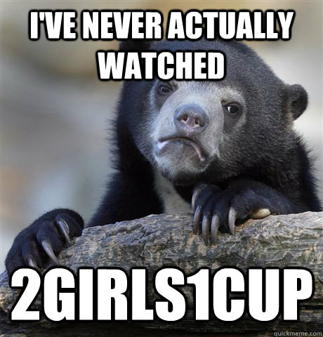 I've never actually watched  2girls1cup  Confession Bear