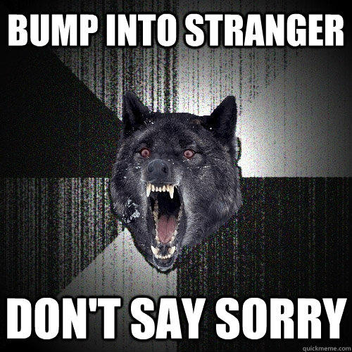 BUMP INTO STRANGER DON'T SAY SORRY - BUMP INTO STRANGER DON'T SAY SORRY  Insanity Wolf