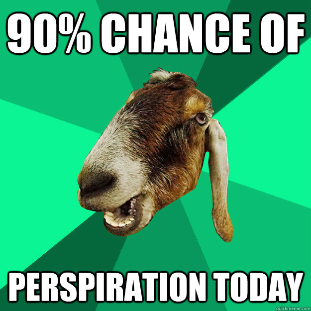 90% Chance Of Perspiration today - 90% Chance Of Perspiration today  Incorrect Expression Goat
